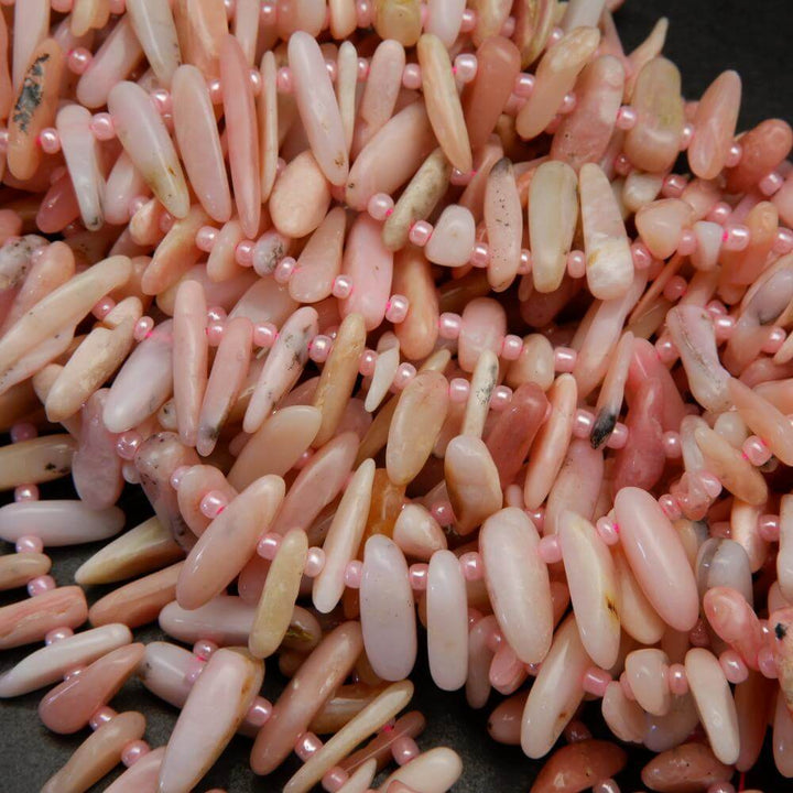 Pink opal stick shape beads.