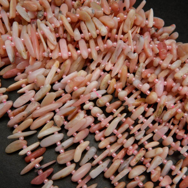 Pink opal stick shape beads.