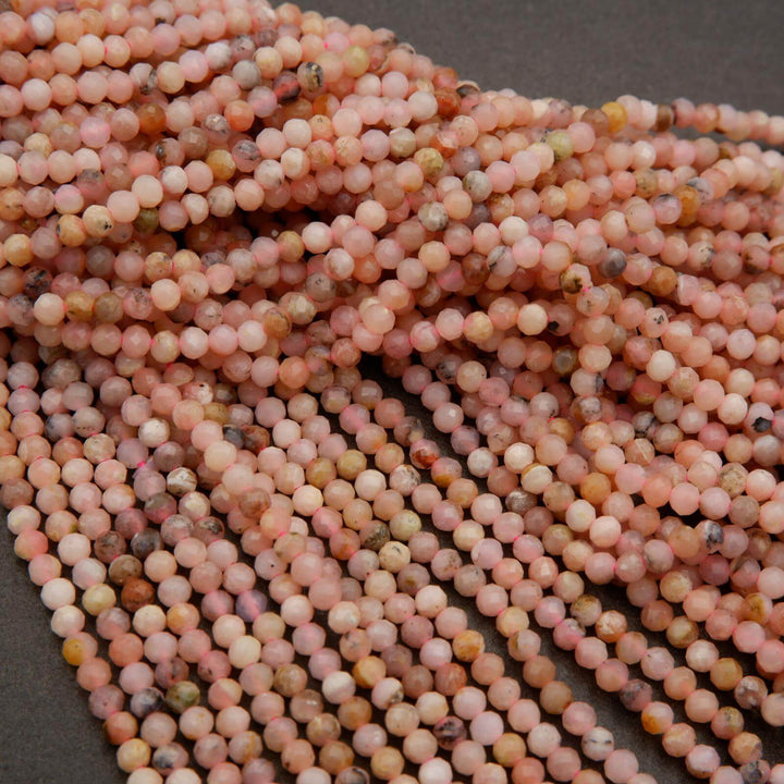 Pink Opal · Microfaceted · Round · 2mm, 3mm, Tejas Beads, Beads