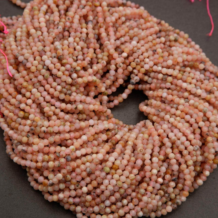 Pink Opal · Microfaceted · Round · 2mm, 3mm, Tejas Beads, Beads