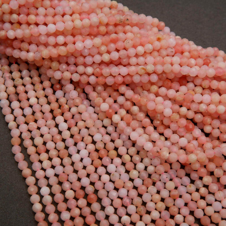 Pink Opal A · Microfaceted · Round · 2.5mm, 3mm, Tejas Beads, Beads
