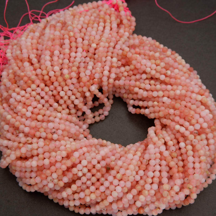 Pink Opal A · Microfaceted · Round · 2.5mm, 3mm, Tejas Beads, Beads