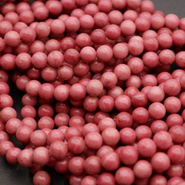 Pink Rhodonite A · Smooth · Round · 6mm, 8mm, 10mm, Tejas Beads, Beads