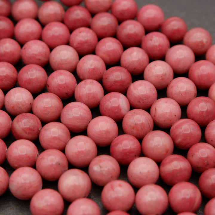 Pink Rhodonite A · Smooth · Round · 6mm, 8mm, 10mm, Tejas Beads, Beads