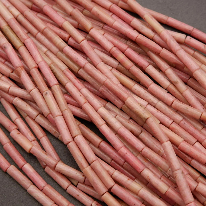 Pink Rhodonite · Smooth · Tube · 4mm, Tejas Beads, Beads