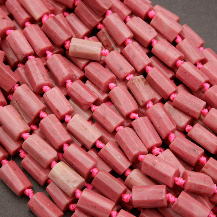 Pink Rhodonite · Smooth · Freeform Tube · 8mm, Tejas Beads, Beads