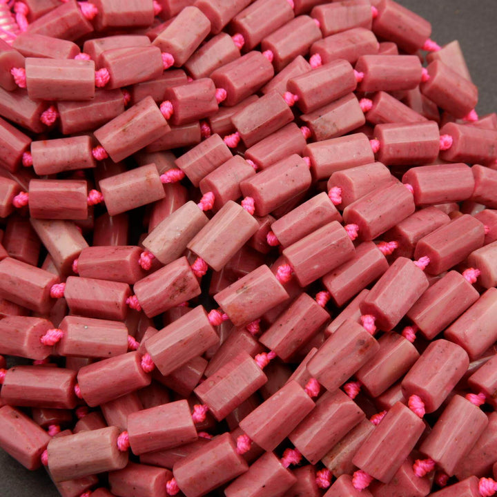 Pink Rhodonite · Smooth · Freeform Tube · 8mm, Tejas Beads, Beads