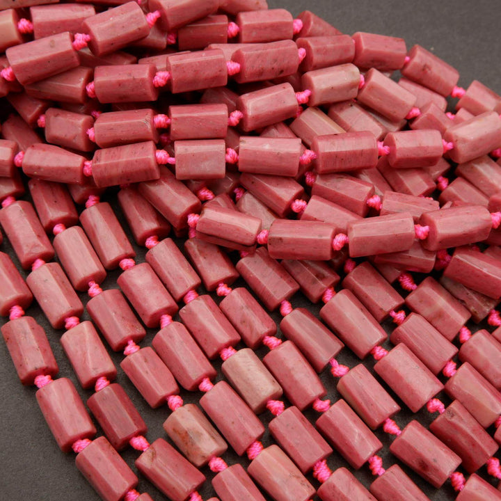 Pink Rhodonite · Smooth · Freeform Tube · 8mm, Tejas Beads, Beads