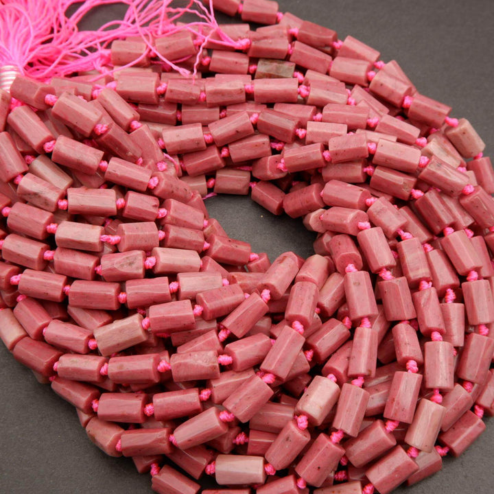 Pink Rhodonite · Smooth · Freeform Tube · 8mm, Tejas Beads, Beads