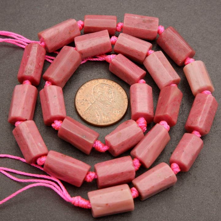 Pink Rhodonite · Smooth · Freeform Tube · 8mm, Tejas Beads, Beads