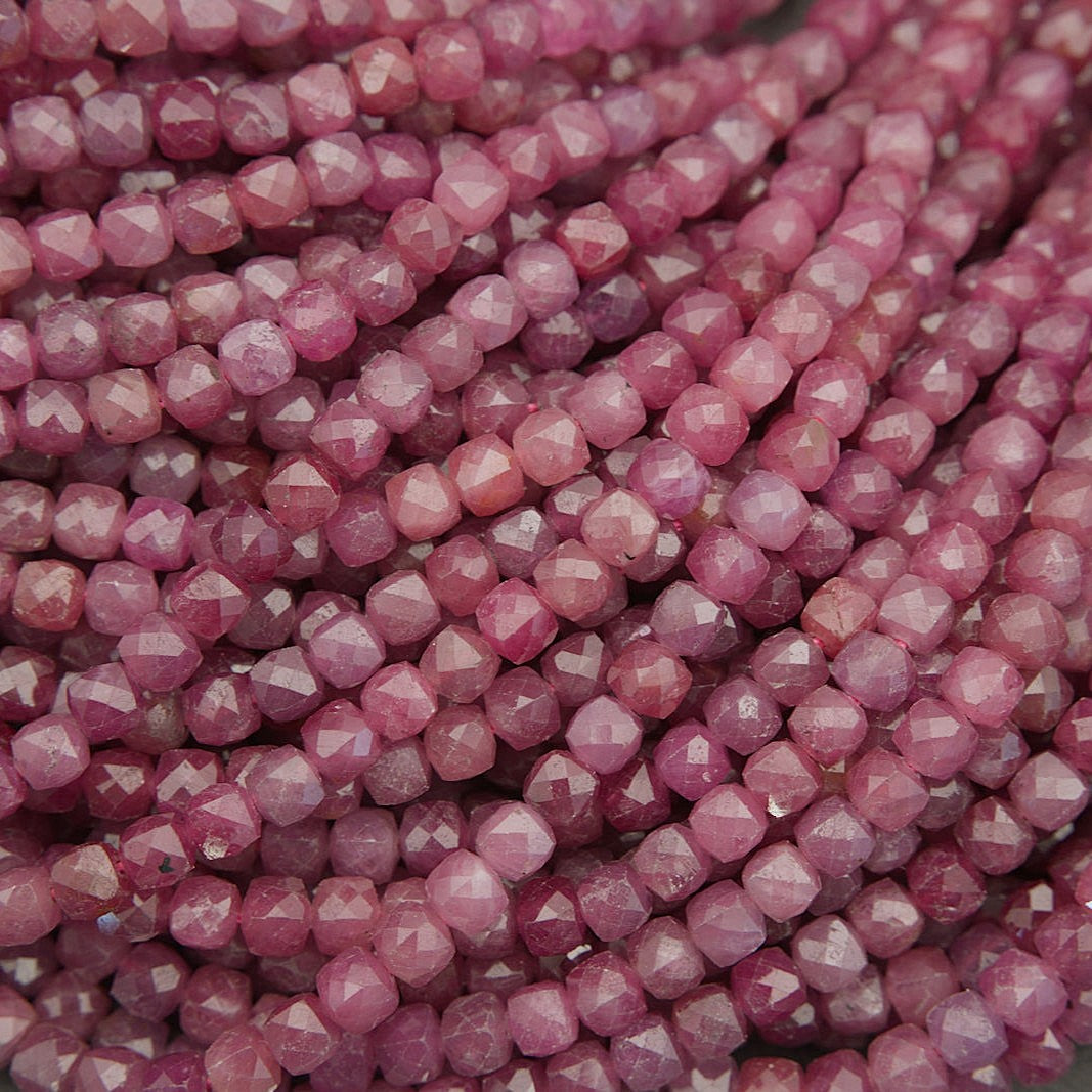 Pink Ruby A+ · Microfaceted · Cube · 4mm– Tejas Beads