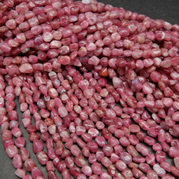 Pink tourmaline beads.