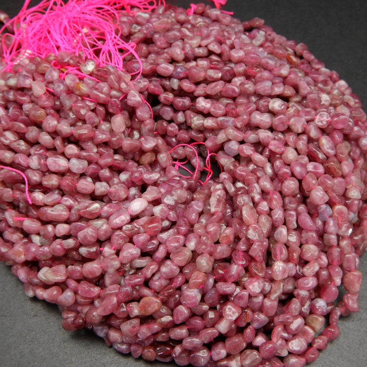 Pink tourmaline beads.