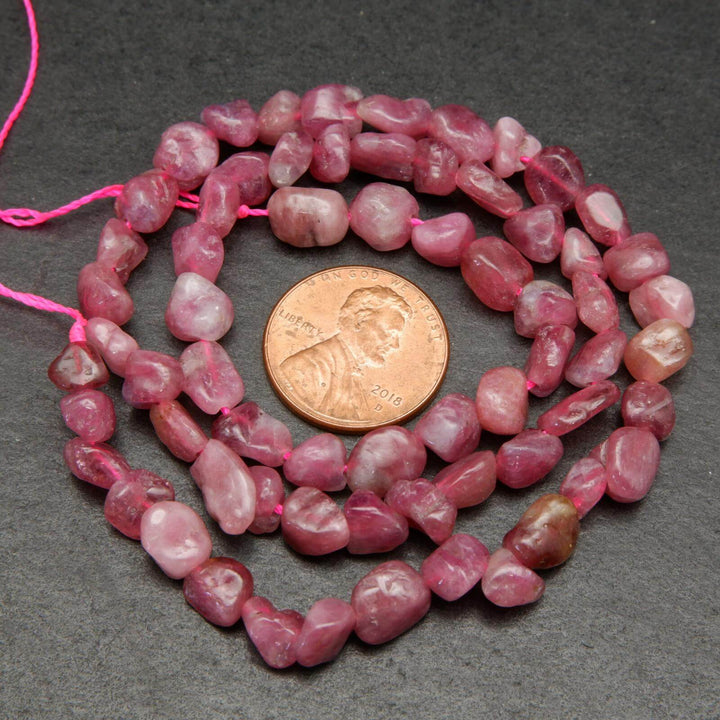 Pink tourmaline beads.