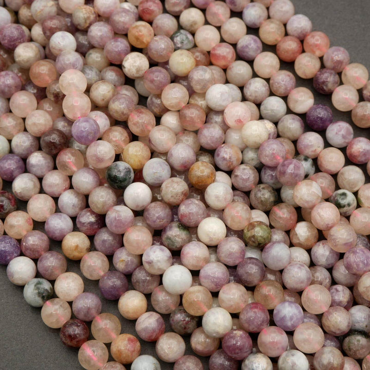 Pink Tourmaline in Purple Mica · Smooth · Round · 4mm, 6mm, 8mm, 10mm, Tejas Beads, Beads