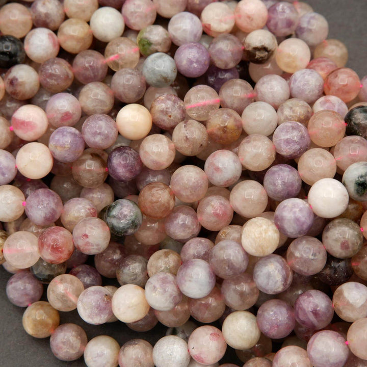 Pink Tourmaline in Purple Mica · Smooth · Round · 4mm, 6mm, 8mm, 10mm, Tejas Beads, Beads