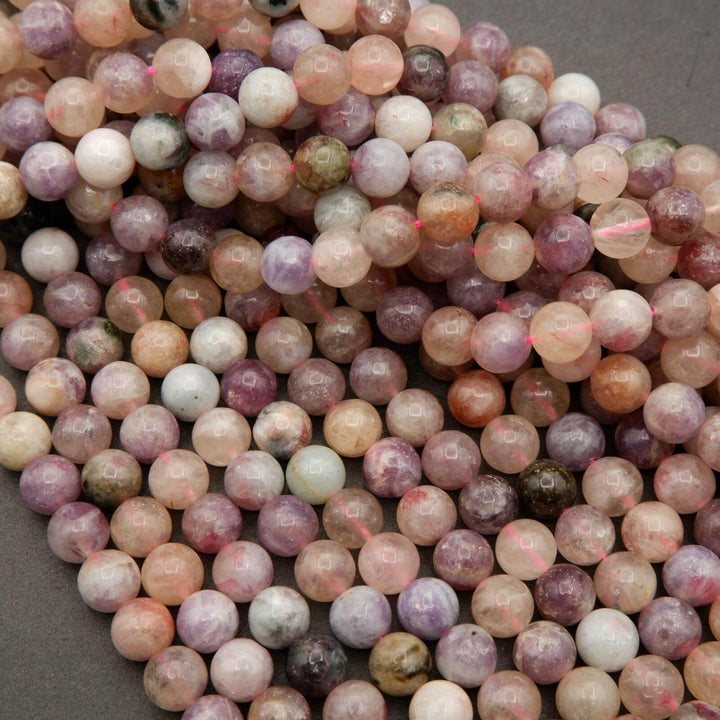 Pink Tourmaline in Purple Mica · Smooth · Round · 4mm, 6mm, 8mm, 10mm, Tejas Beads, Beads