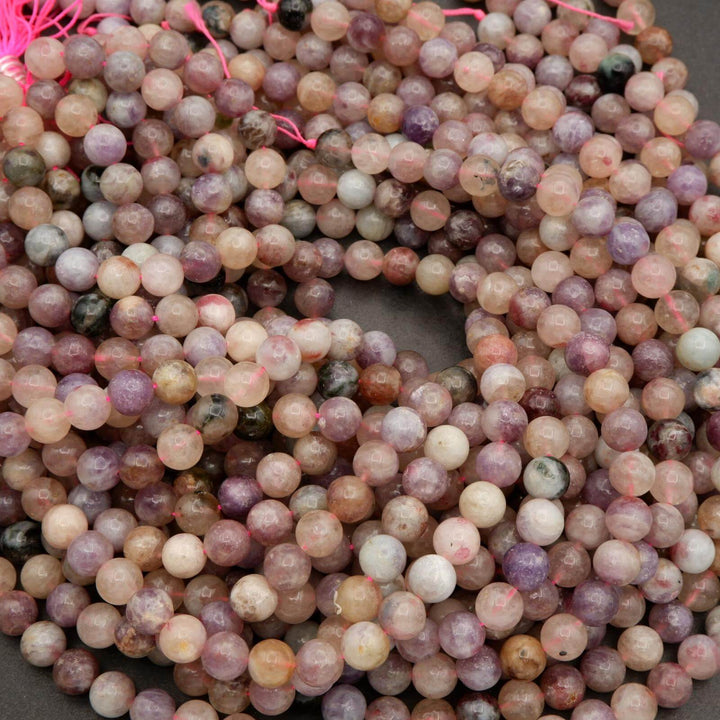 Pink Tourmaline in Purple Mica · Smooth · Round · 4mm, 6mm, 8mm, 10mm, Tejas Beads, Beads