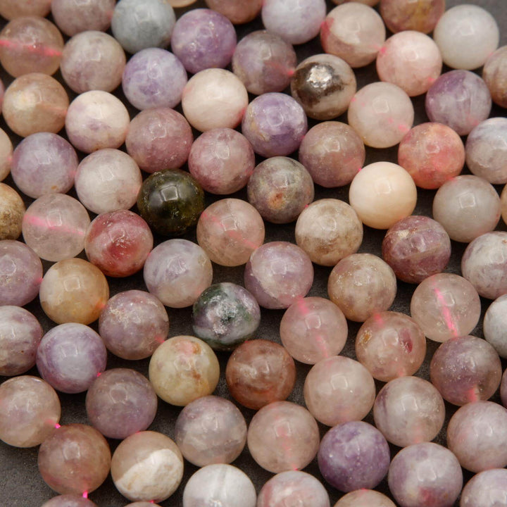 Pink Tourmaline in Purple Mica · Smooth · Round · 4mm, 6mm, 8mm, 10mm, Tejas Beads, Beads