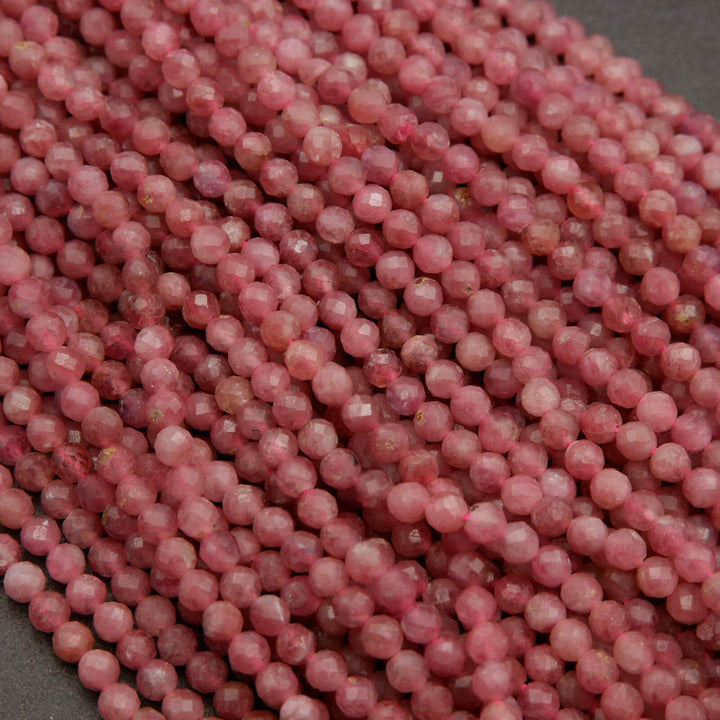Pink Tourmaline A · Microfaceted · Round · 2mm, 3mm, 4mm, Tejas Beads, Beads