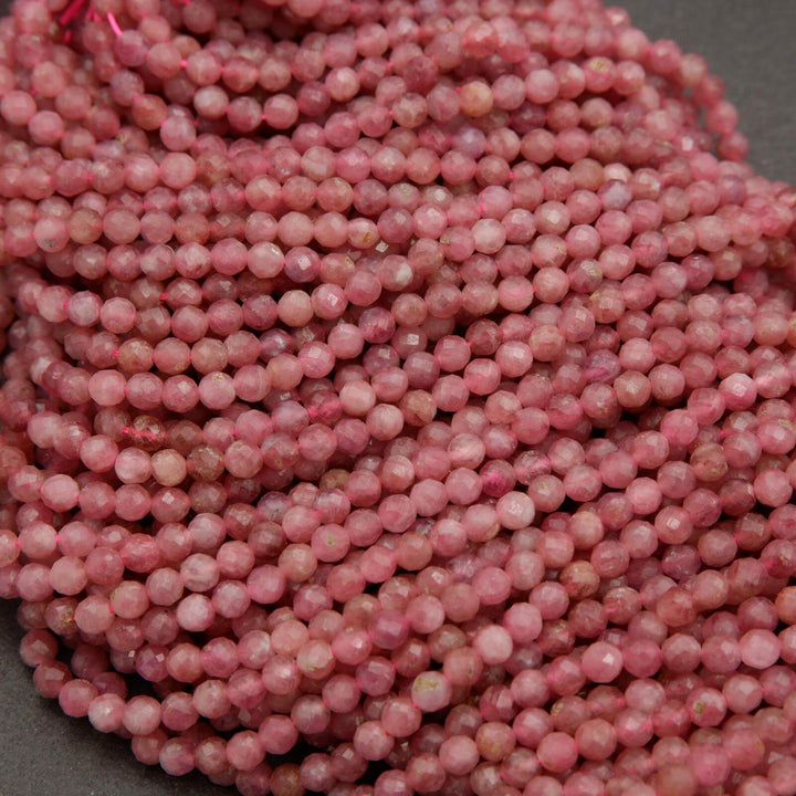 Pink Tourmaline A · Microfaceted · Round · 2mm, 3mm, 4mm, Tejas Beads, Beads