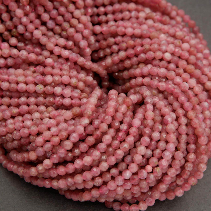Pink Tourmaline A · Microfaceted · Round · 2mm, 3mm, 4mm, Tejas Beads, Beads