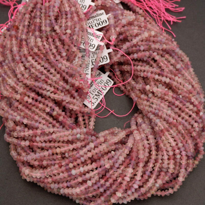 Pink Tourmaline · Microfaceted · Saucer · 3.5mm, Tejas Beads, Beads
