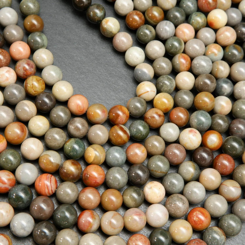 Natural Polychrome Jasper Agate Gemstone Round Beads – 6mm, Multi-Color, Center-Drilled For Jewelry Making