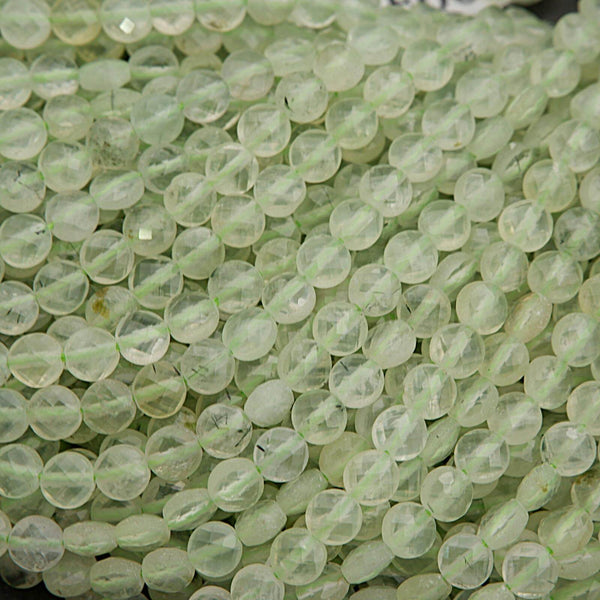Close-up of translucent green beads