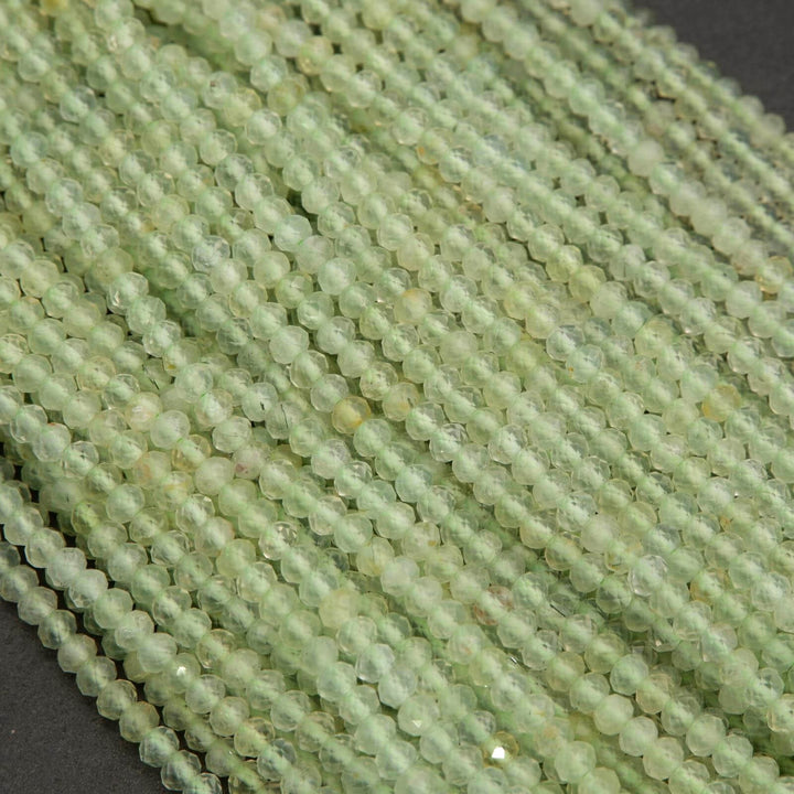 Prehnite · Microfaceted · Rondelle · 3x4mm, Tejas Beads, Beads