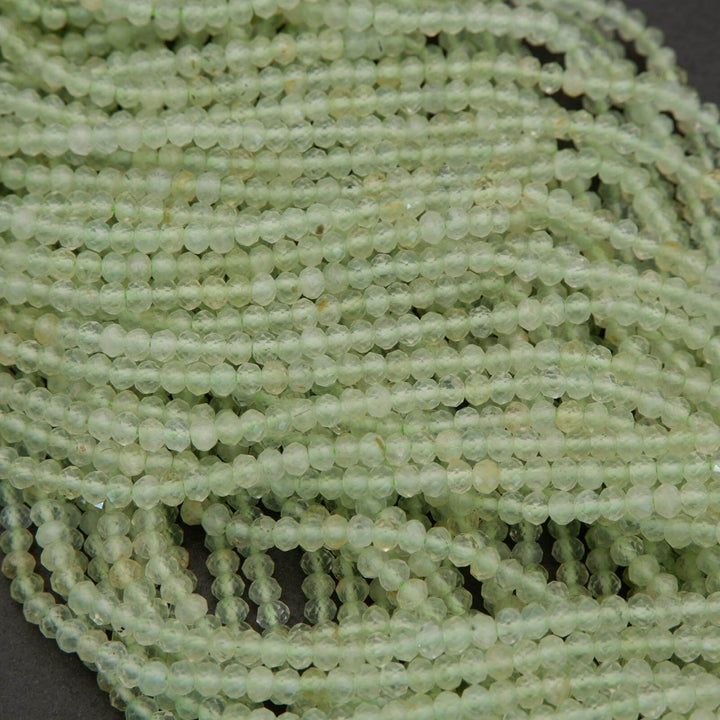 Prehnite · Microfaceted · Rondelle · 3x4mm, Tejas Beads, Beads
