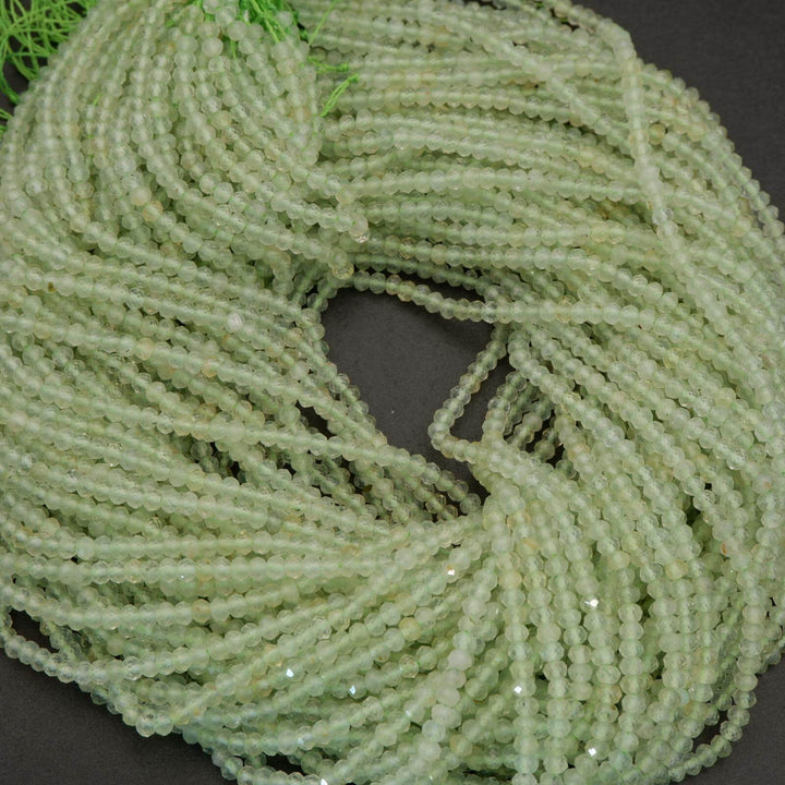 Prehnite · Microfaceted · Rondelle · 3x4mm, Tejas Beads, Beads