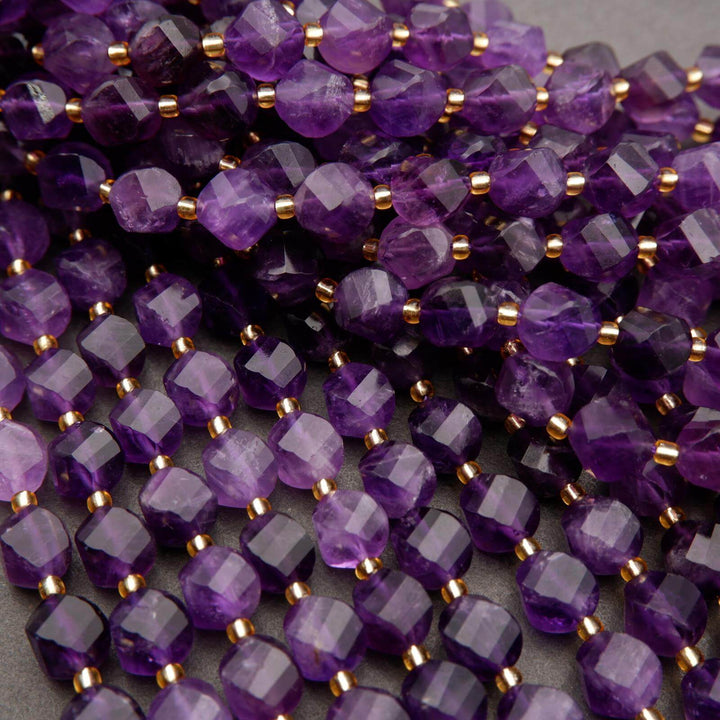 Amethyst · Faceted · Spiral Sphere · 8mm, 10mm, Tejas Beads, Beads