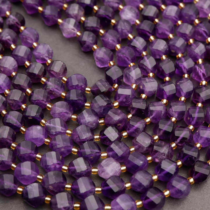 Amethyst · Faceted · Spiral Sphere · 8mm, 10mm, Tejas Beads, Beads