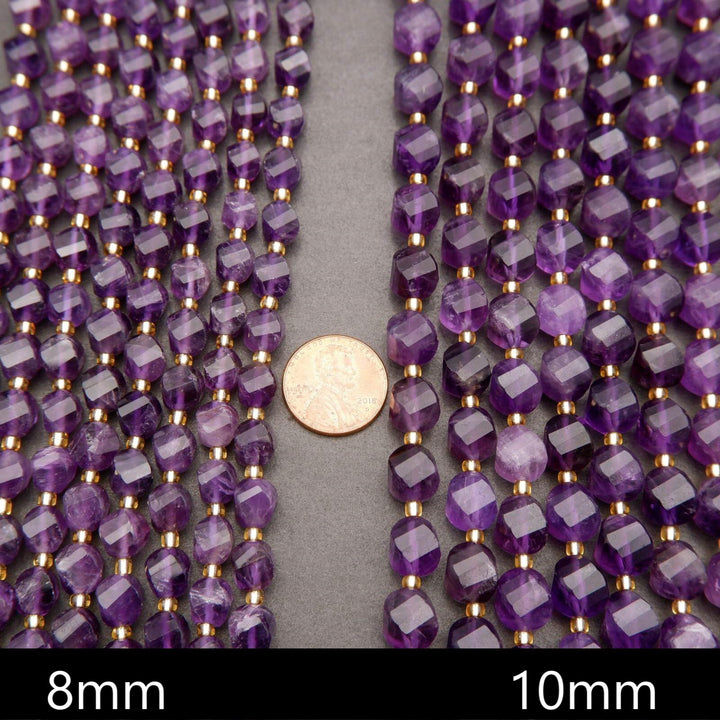 Amethyst · Faceted · Spiral Sphere · 8mm, 10mm, Tejas Beads, Beads