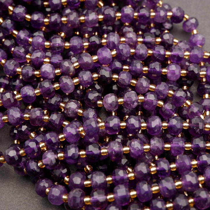 Amethyst · Faceted · Rondelle · 6x8mm, Tejas Beads, Beads