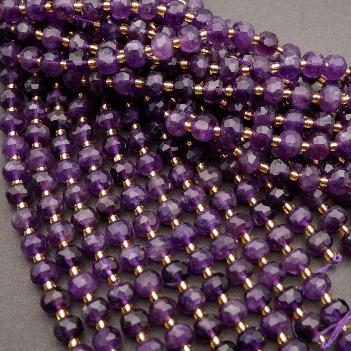 Amethyst · Faceted · Rondelle · 6x8mm, Tejas Beads, Beads