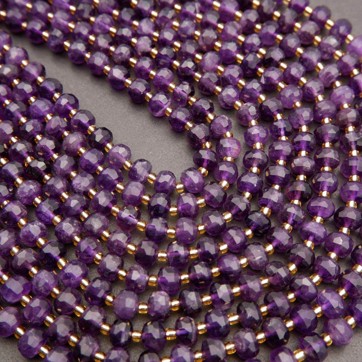 Amethyst · Faceted · Rondelle · 6x8mm, Tejas Beads, Beads