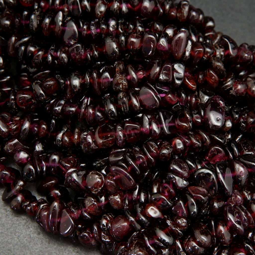 Purple garnet chips shape beads.