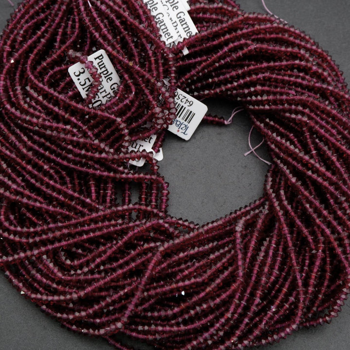 Purple Garnet · Microfaceted · Saucer · 3.5mm, Tejas Beads, Beads