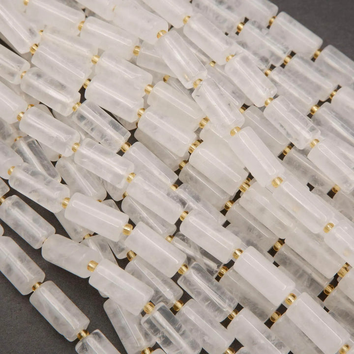 White Quartz · Smooth · Cylinder Tube · 6mm, 8mm, Tejas Beads, Beads