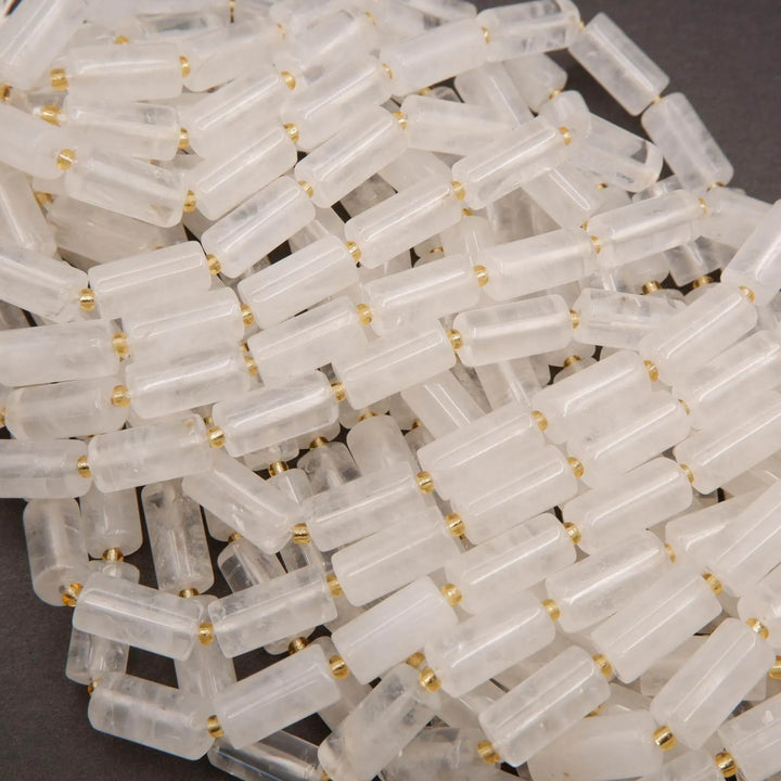 White Quartz · Smooth · Cylinder Tube · 6mm, 8mm, Tejas Beads, Beads