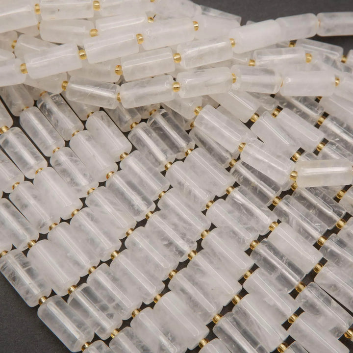 White Quartz · Smooth · Cylinder Tube · 6mm, 8mm, Tejas Beads, Beads