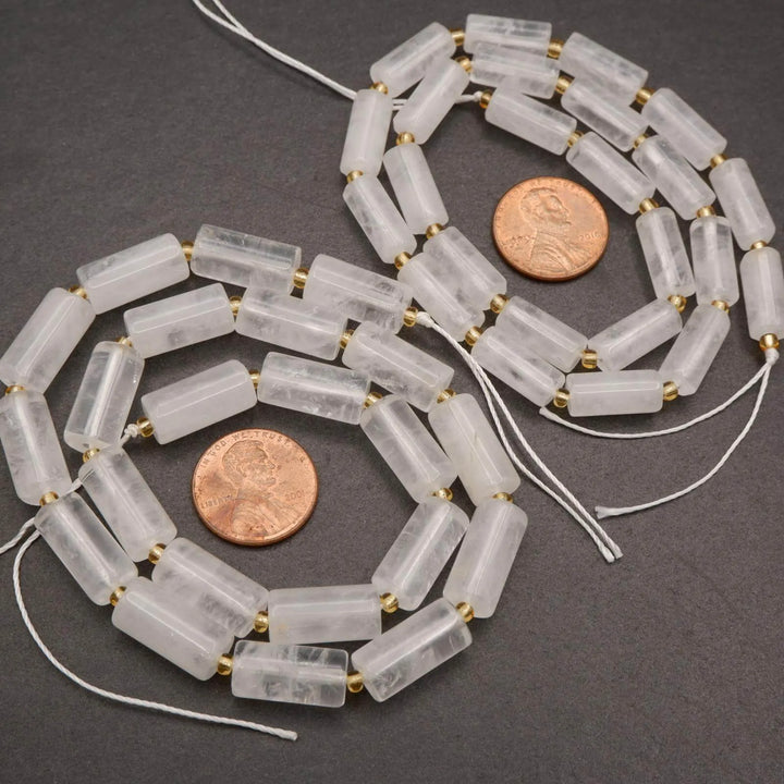 White Quartz · Smooth · Cylinder Tube · 6mm, 8mm, Tejas Beads, Beads