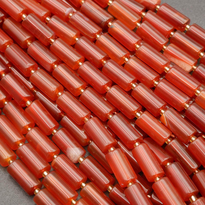 Red Carnelian · Smooth · Cylinder Tube · 6mm, 8mm, Tejas Beads, Beads