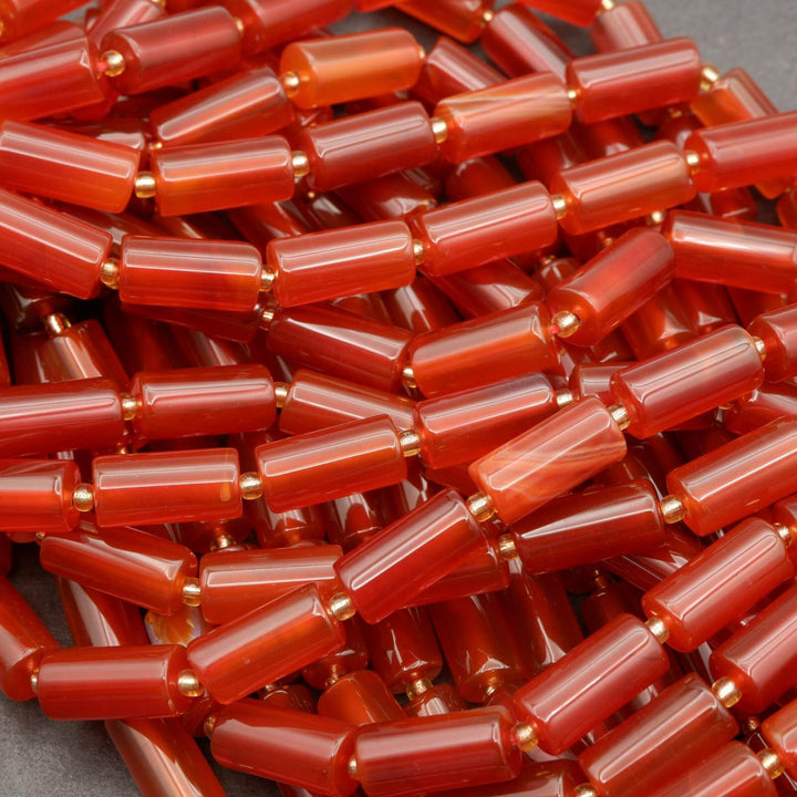 Red Carnelian · Smooth · Cylinder Tube · 6mm, 8mm, Tejas Beads, Beads