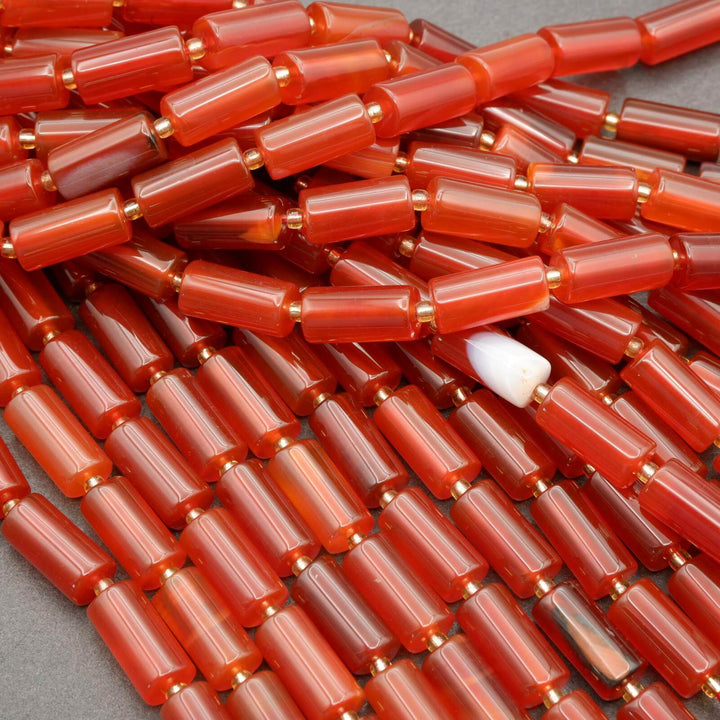 Red Carnelian · Smooth · Cylinder Tube · 6mm, 8mm, Tejas Beads, Beads