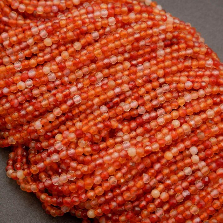Orange Carnelian Agate · Microfaceted · Round · 2mm, 3mm, Tejas Beads, Beads