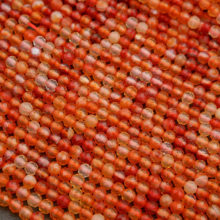 Orange Carnelian Agate · Microfaceted · Round · 2mm, 3mm, Tejas Beads, Beads