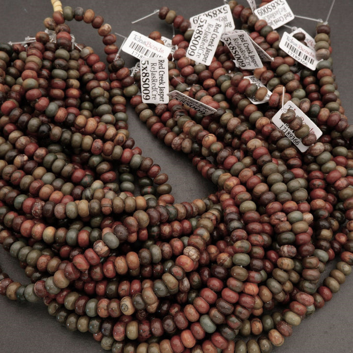 Red Creek Jasper · Smooth · Rondelle · 5x8mm, Tejas Beads, Beads